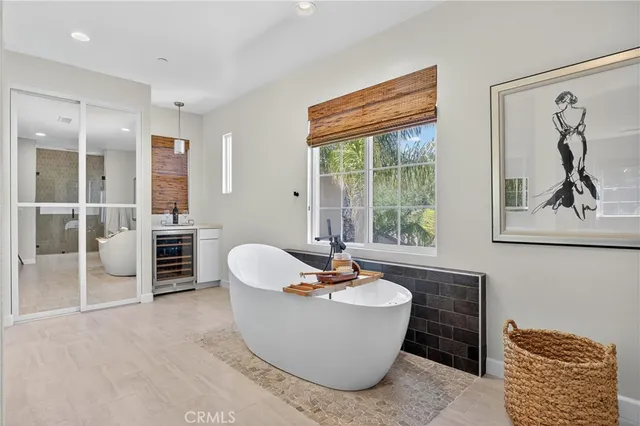 front view of a house with a patio