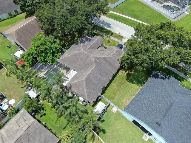 an aerial view of a house