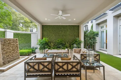 a view of an outdoor seating area