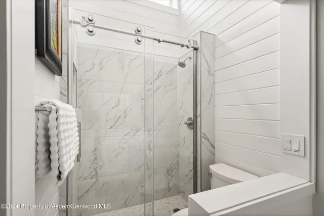 a bathroom with a shower and a bathtub