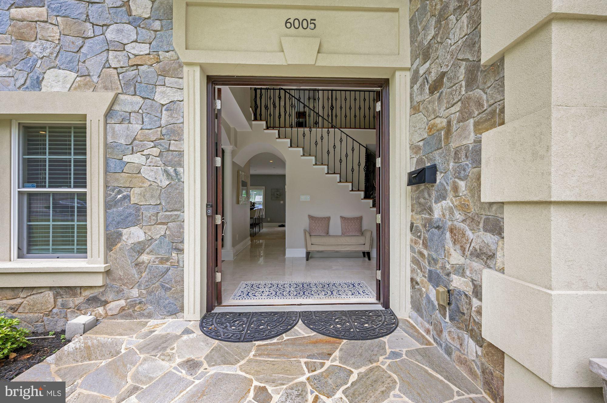 6005 Selvyn Road Bethesda, MD 20817 - Photo 10 of 65 Stone Front Porch w/ Double Doors to Grand Foyer