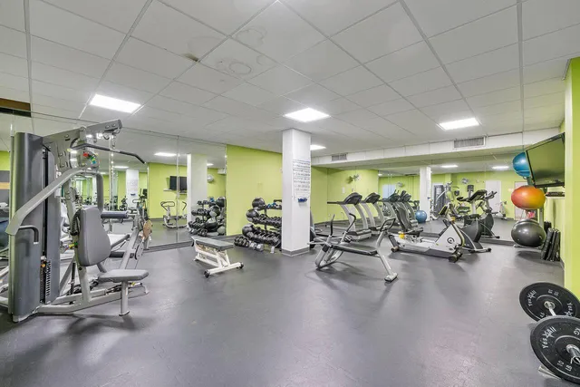 a view of a room with gym equipment