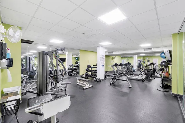 a view of a room with gym equipment