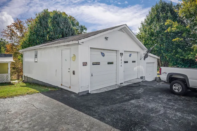 a front view of a house with patio