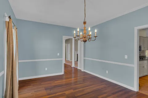a view of a livingroom with a chandelier
