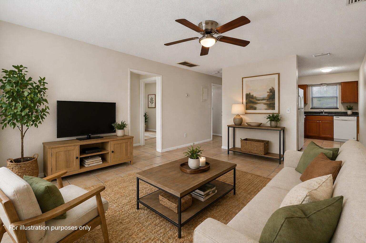 Cozy modern living room setup