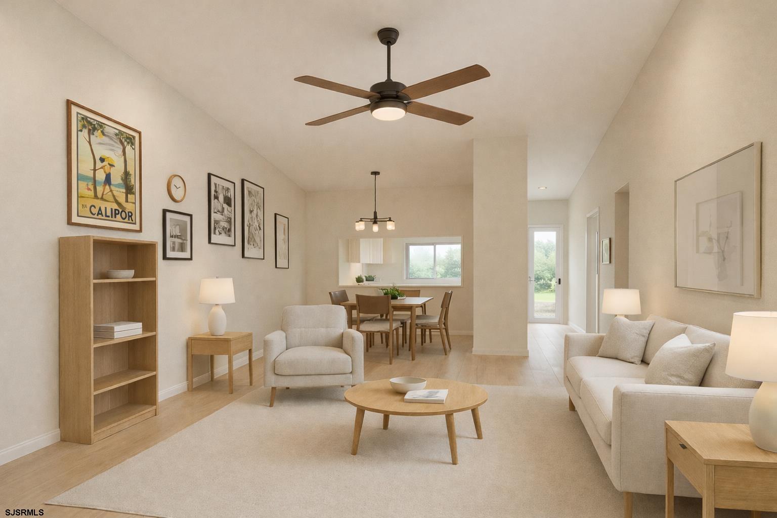152 Club Place, Unit 152 Galloway Township, NJ 08205 - Photo 7 of 23 a living room with furniture a chandelier fan and a window