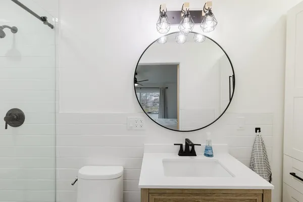 a bathroom with a shower