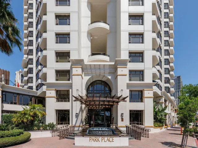 a building view with a outdoor space