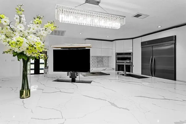 a living room with furniture