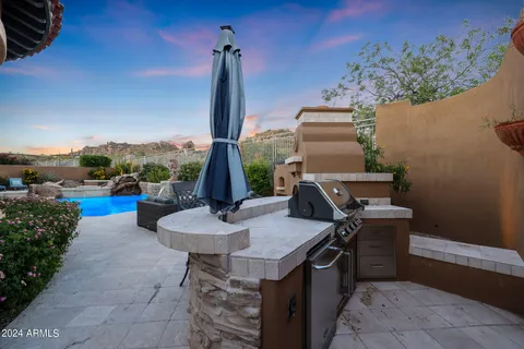 an aerial view of a house with a garden