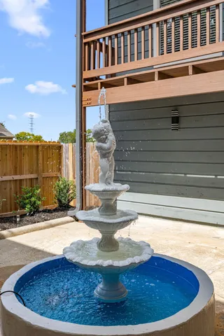 a view of a swimming pool with a sitting space