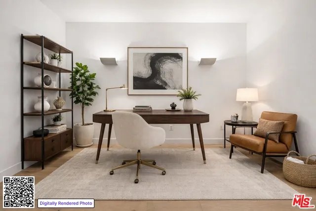 a workspace with furniture