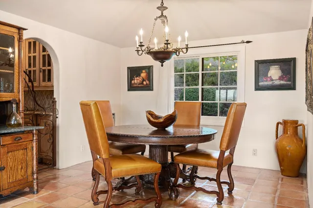 a garden view with a seating space