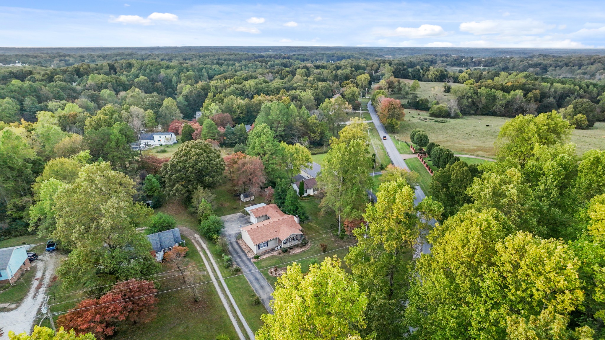 236 Old Columbia Road Dickson, TN 37055 - Photo 22 of 26 an aerial view of a houses with outdoor space and trees all around