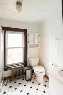 a bathroom with a toilet a sink and a window