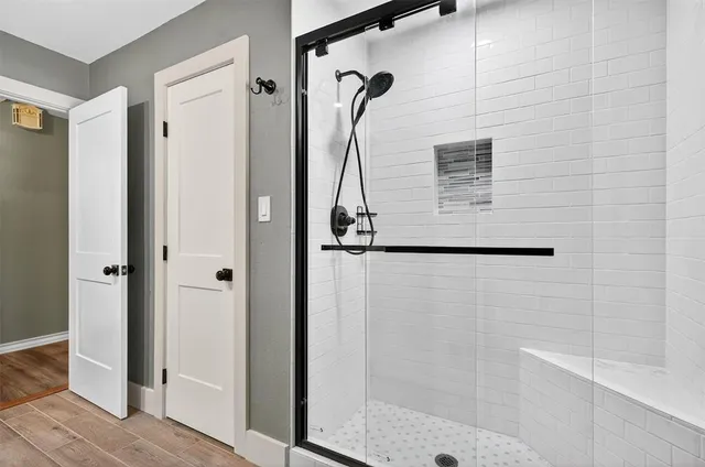 a bathroom with a shower