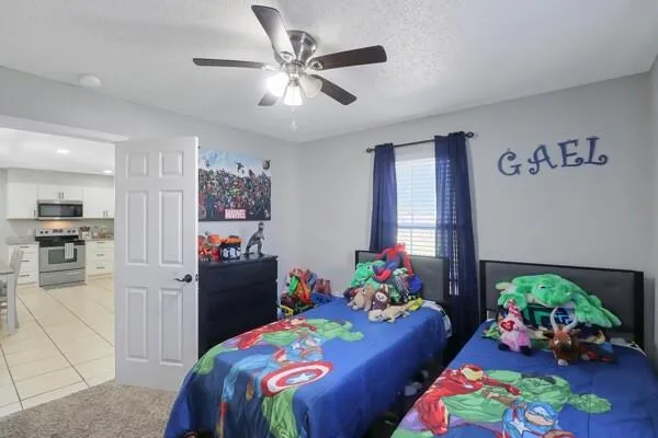 a bed room with furniture and decor