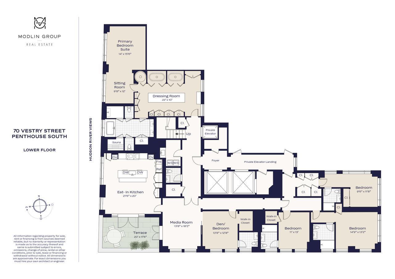 70 Vestry Street, Unit PHS Manhattan, NY 10013 - Photo 34 of 34 a black and white photo of a living room