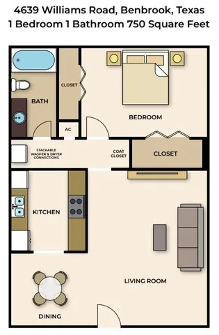 $945 | 4639 Williams Road, Unit 111, Benbrook, TX 76116