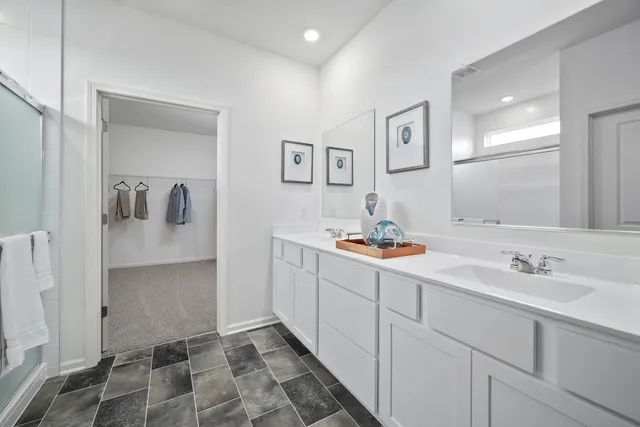 an aerial view of a swimming pool