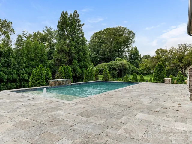 a view of outdoor space with trees all around