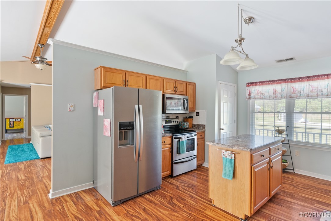 5026 Water View Road Water View, VA 23180 - Photo 21 of 50 Kitchen featuring visible vents, wood finished flo