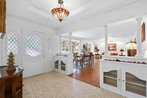 a view of a dining room and livingroom