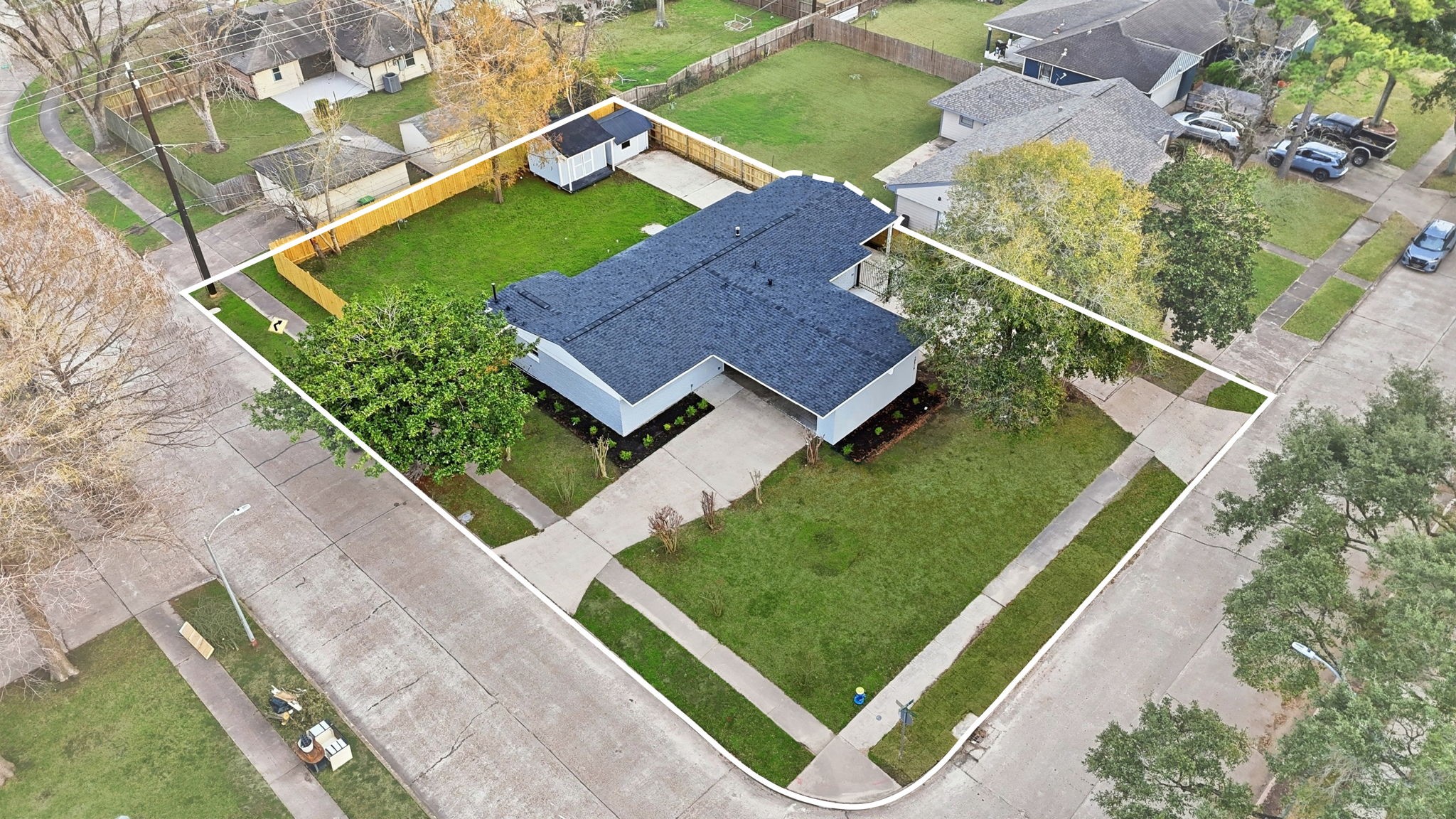 an aerial view of a house