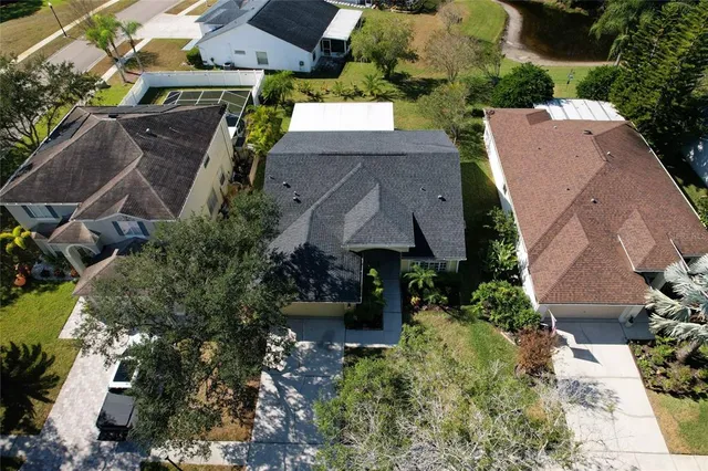 an aerial view of a house