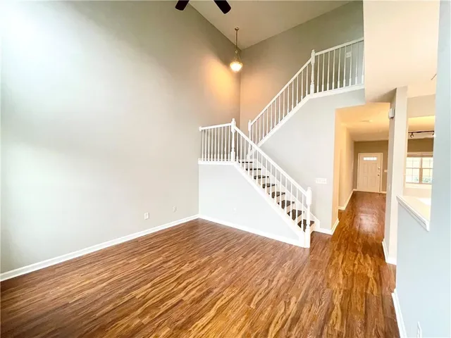 a view of entryway with wooden floor