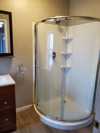 en view of a small space with a fan