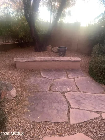 a view of a backyard