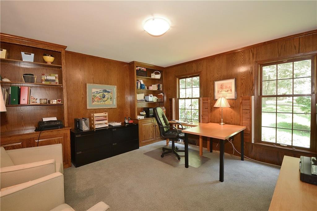 301 Wildberry Road Pittsburgh, PA 15238 - Photo 12 of 24 First Floor office/den adjacent to the master bedroom. There are builtins and also a closet in this room ( it would be an option to combine the Master Bedroom and this room to make a spectacular suite).