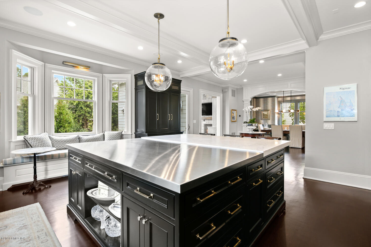 7 Finney Knoll Riverside, CT 06878 - Photo 7 of 30 a view of living room kitchen island and stainless steel appliances