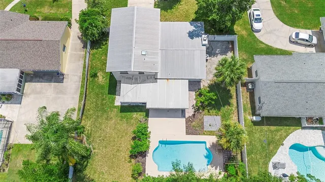 an aerial view of a house