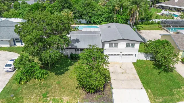 an aerial view of a house