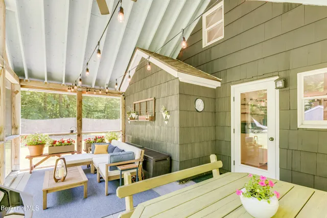 a living room with a large window