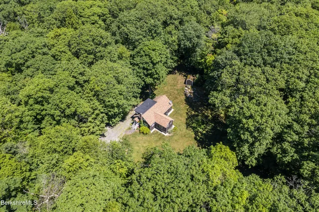 a view of a green field with an ocean