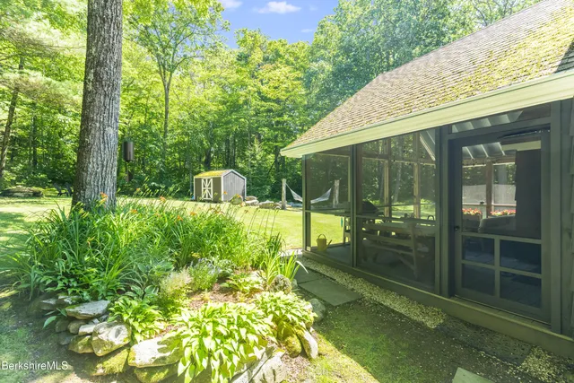 a view of a yard with a tree
