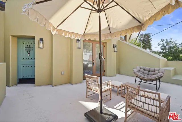 a view of an outdoor space with seating area