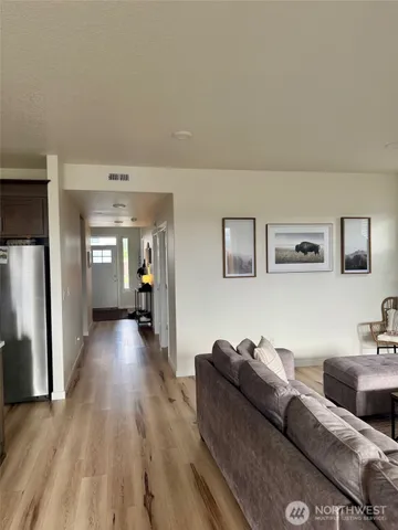 a bedroom with a bed and walk in closet