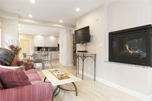 101 Stuart Road Newton, MA 02459 - Photo 14 of 26 a living room with furniture a flat screen tv and a fireplace