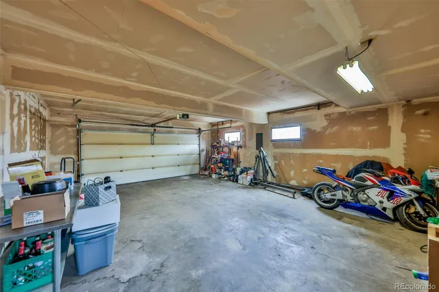 a view of a storage area with a garage