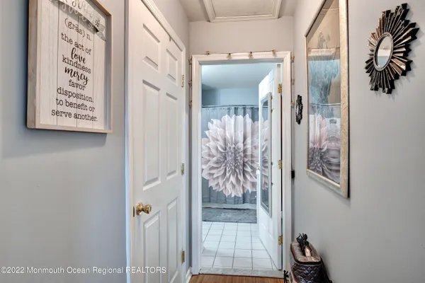 a view of a hallway with entryway