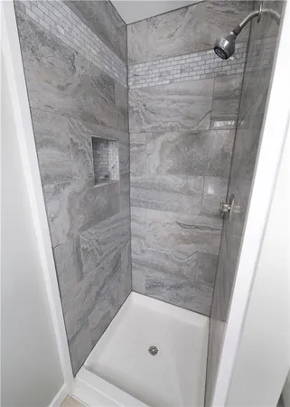 a bathroom with a bathtub