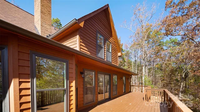 a view of a house with a large window