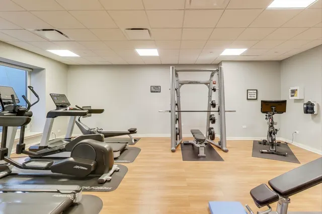 a view of a room with gym equipment
