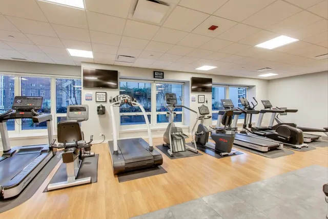 a view of a room with gym equipment