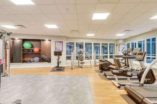 a view of a room with gym equipment